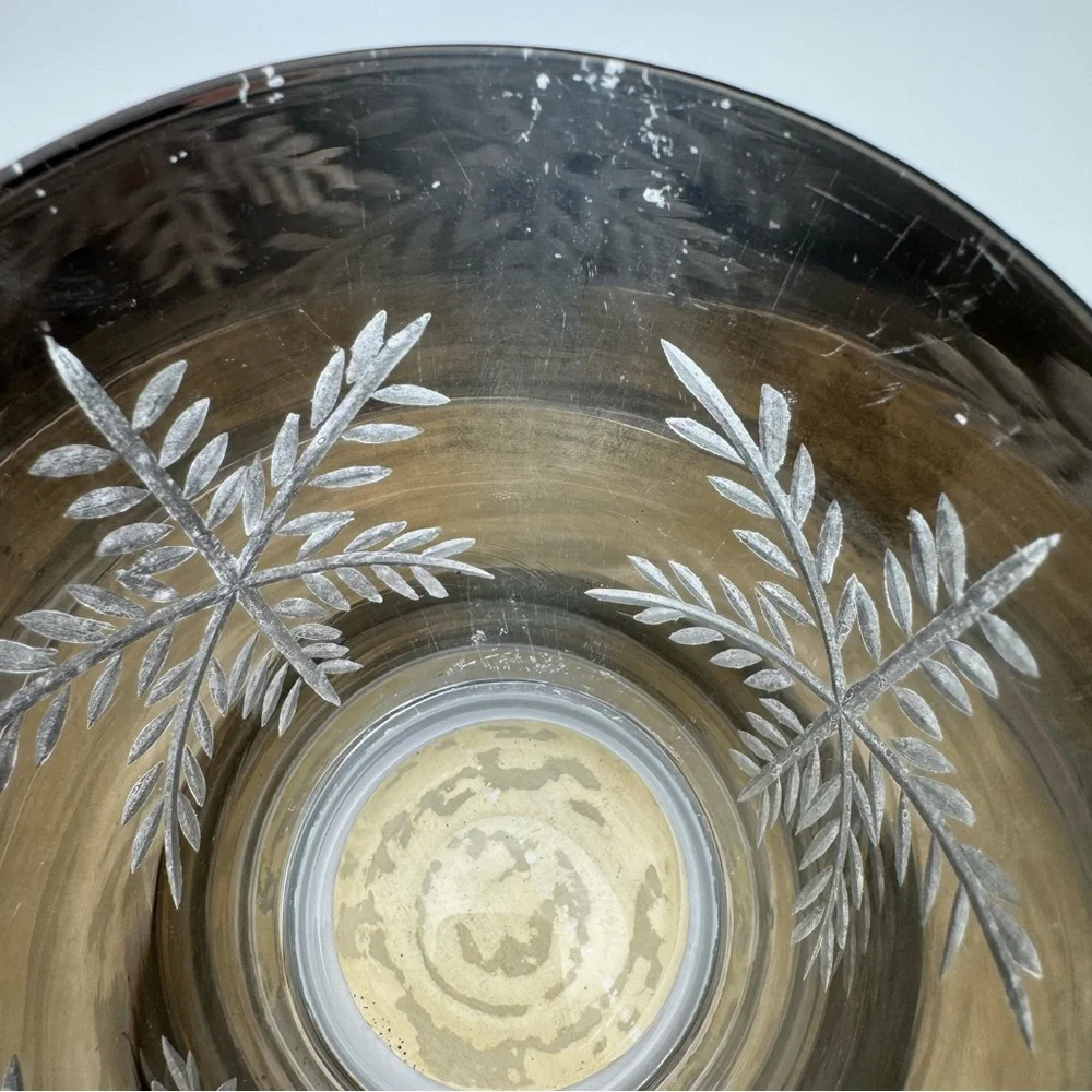 Crate & Barrel Snowflake Glass Tealight Votive Holder Silver Vintage 4